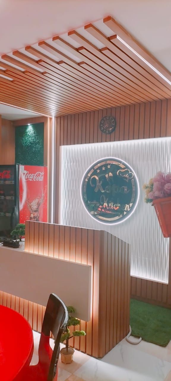 Café ceiling & brand wall